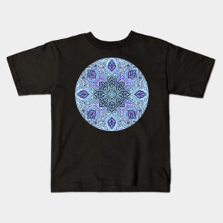 Navy Blue, Mint and Purple Boho Pattern Kids T-Shirt